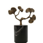 Siyah Mermer ve Metal Çiçek Dekoratif Obje